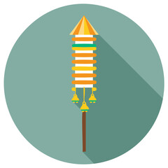 Traditional Lanna Tung a Thai ceremonial flag with bells flat design vector icon
