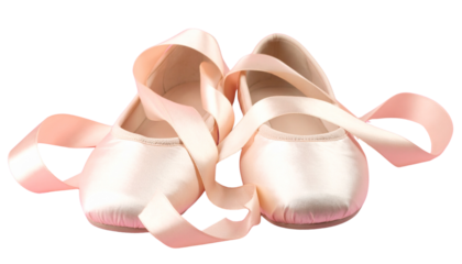  Classic Ballet Shoes with Ribbon Ties Isolated on Transparent Background PNG