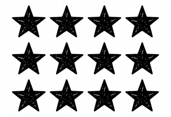 Obraz premium A set of twelve black stars arranged in three rows of four, perfect for various design and educational purposes
