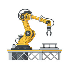 Modern industrial robotic arm performing tasks on an automated factory assembly line