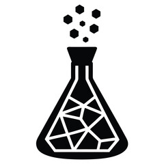 Laboratory Flask Emitting Geometric Chemical Shapes in Minimal Science Vector   illustration