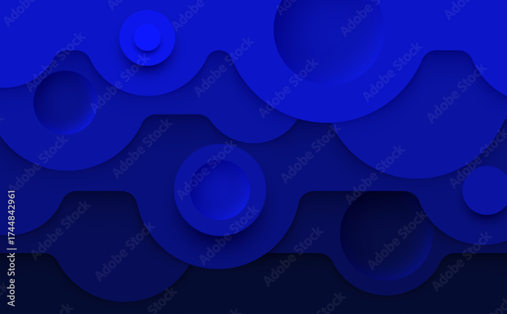 Wall mural abstract blue background with circular wave pattern design