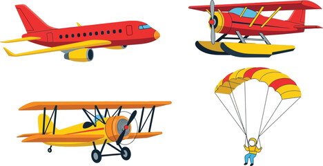 Cartoon airplane aviation transportation vehicle travel vector art