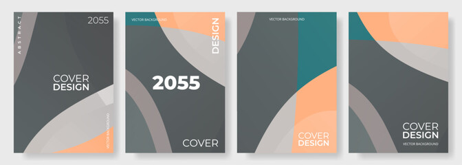 Abstract geometric backgrounds vector set in retro colors. Modern cover design layout for flyer, poster, brochure, book, social media, background, web banner and presentation