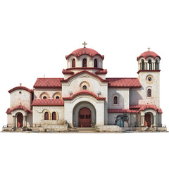 Monastery - front view, isolated on white background

