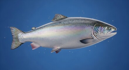 Fototapeta premium Illustration of a salmon, perfect for educational materials, nature guides, or seafood marketing. Detailed art of fish, ideal for culinary projects and eco-awareness.