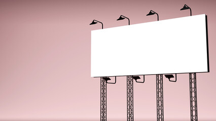 3d rendering of a white blank billboard on a construction pole, An Information business symbol