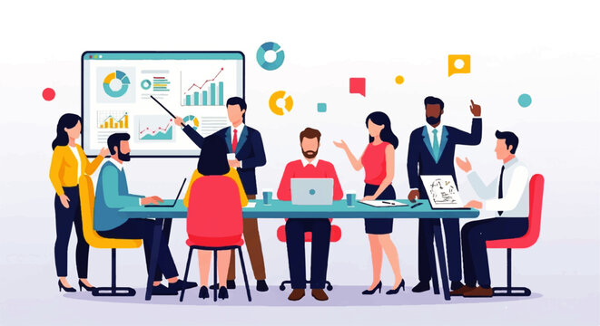 Diverse Business Team Collaborating in Modern Office Meeting. - Powered by Adobe