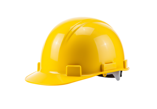 Yellow Hard Hat Safety Helmet Construction Industrial and Workplace Safety Equipment isolated on transparent background