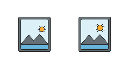 Two identical mobile phone screens displaying a mountain landscape scene