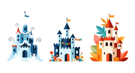 Whimsical Castles - A Trio of Fantasy Fortresses in Varied Styles.