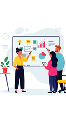 Diverse Team Collaborating on Business Strategy Presentation.