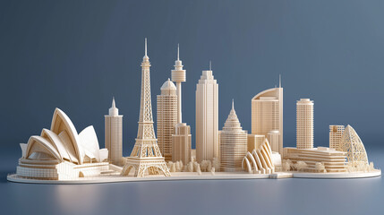 Detailed miniatures of famous world landmarks