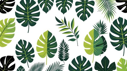High-Quality Flat Vector Illustration of Tropical Leaves