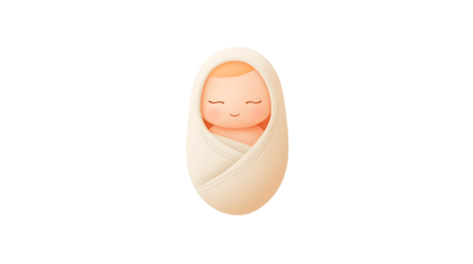 A cute baby figure wrapped in a soft blanket, no background