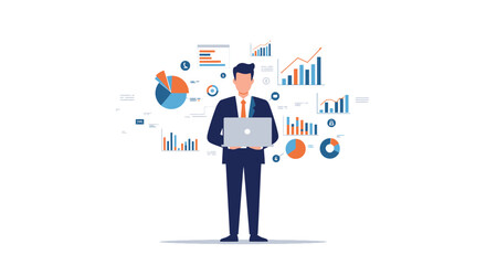 A businessman leaping between two rectangular blocks with a briefcase