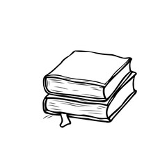 Simple sketch of a stack of books conveys learning, wisdom, and the joy of reading for students or