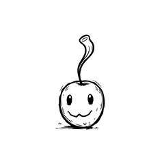 Whimsical apple character illustration with playful facial expression a simple and engaging doodle