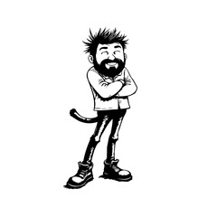 Whimsical cartoon character with playful expression features a tail adding a touch of fantasy style