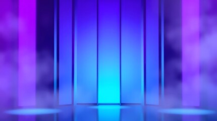 Abstract Gradient Colorful Studio Room with Spotlight and Smoke Background
