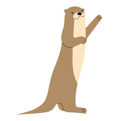 Otter Single 4 cute on a White background, vector illustration.