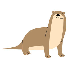 Otter Single 5 cute on a White background, vector illustration.