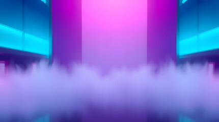 Artistic Vaporwave Style Space Fog Background with Neon Light Glow Effect