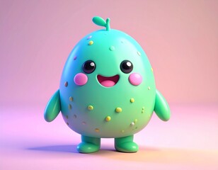 Fototapeta premium Friendly and Colorful 3D Cartoon Mascot in Minimal Background