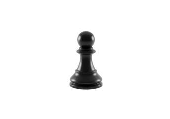 Closeup of a Single Black Chess Pawn Against a Black Background isolated on transparent background