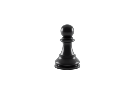 Closeup of a Single Black Chess Pawn Against a Black Background isolated on transparent background - Powered by Adobe