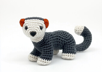 A cute, crocheted weasel with an adorable appearance
