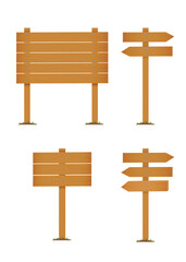 Set of vector wooden cartoon signs and banners isolated on white background stock illustration