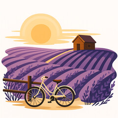 Lavender Sunset & Yellow Bicycle