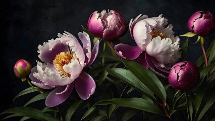 Botanical Dreams Painted Florals on Dark Canvas 2