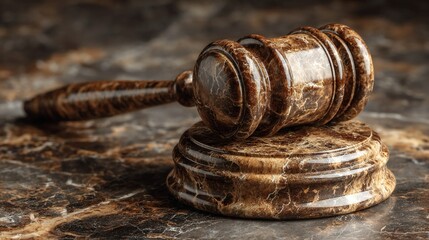 Elegant marble gavel ready to bring order and justice during court proceedings, perfect for law firms, legal blogs, and courthouse imagery