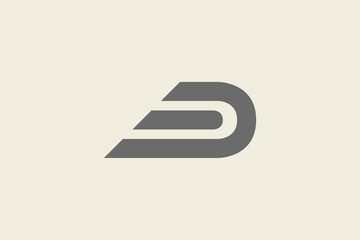 letter D minimalist bold line art logo 