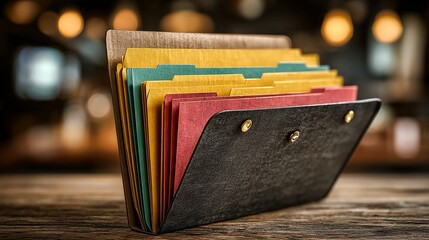 Organized documents in stylish file folder for efficient workflow and professional presentation, perfect for business, finance, and administrative tasks