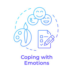 Coping with emotions blue gradient concept icon. Recognize feelings. Emotional and self regulation skills. Round shape line illustration. Abstract idea. Graphic design. Easy to use in article