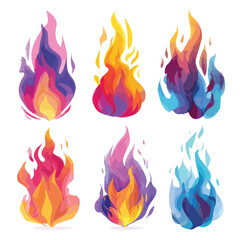 Set of flame illustrations isolated on white background