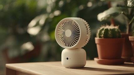 Stay cool and refreshed with this modern portable fan, perfect for hot summer days and adding a touch of elegance to your home or office