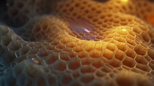 A vivid close-up macro of vibrant orange reptile scales forming a honeycomb-like texture under warm light