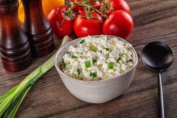Cottage cheese with green onion