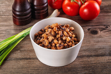 Canned Black eye bean in the bowl