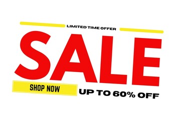 Limited time offer sale, up to 60% off, special offer sale banner