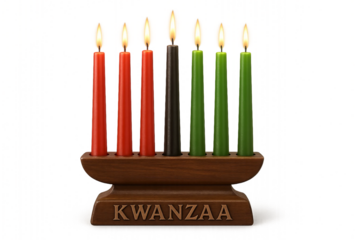 Traditional Kwanzaa Kinara with Seven Colored Candles – African Heritage Celebration of Unity and Culture