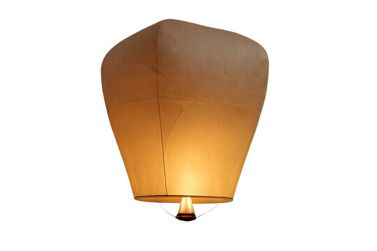 Glowing Paper Sky Lantern Floating in the Night Sky &ndash; Traditional Celebration Lantern Festival Symbol of Hope and Wishes