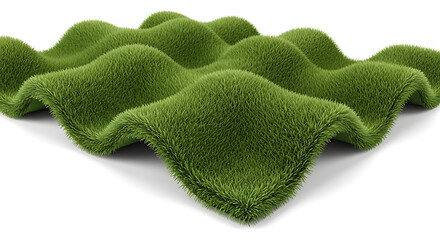 Wavy green grass hills isolated on white background