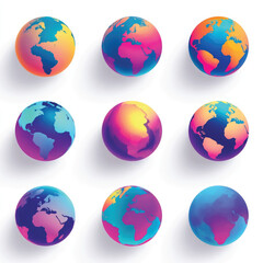 Global illustration with vibrant color accents on white background