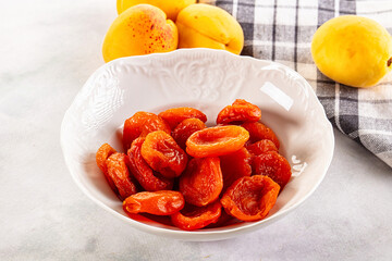 Dry sweet ripe apricots heap