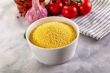 Vegan cuisine - raw dry couscous